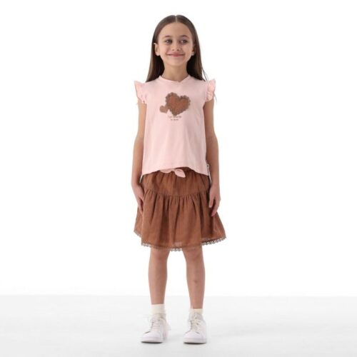 Completo jersey stretch e fantasia bambina