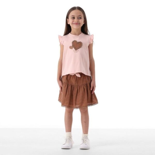Completo jersey stretch e fantasia bambina